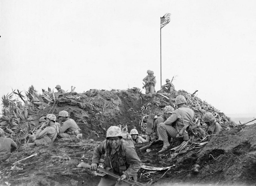 "Raising the Banner on Iwo Jima" by Joe Rosenthal (1945)
